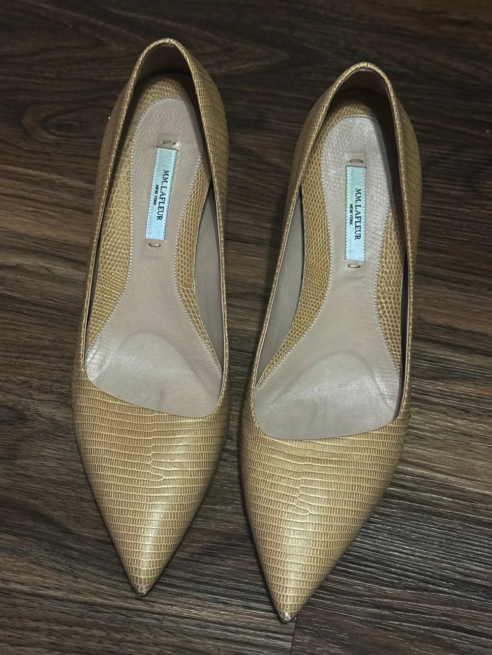M.M.LaFleur Ginger Pumps - Embossed Lizard in Wheat EU 39.5/US 8.5/9 - Picture 3 of 12